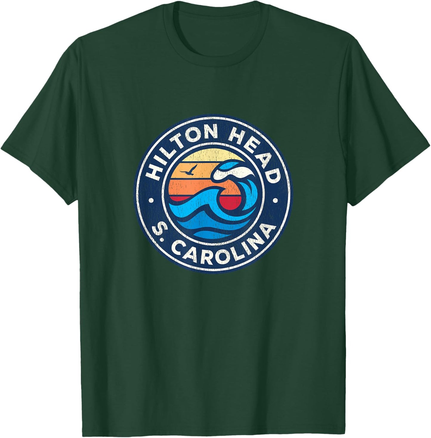 Hilton Head Island South Carolina SC Vintage Nautical Waves T-Shirt - T-Shirt | Forest