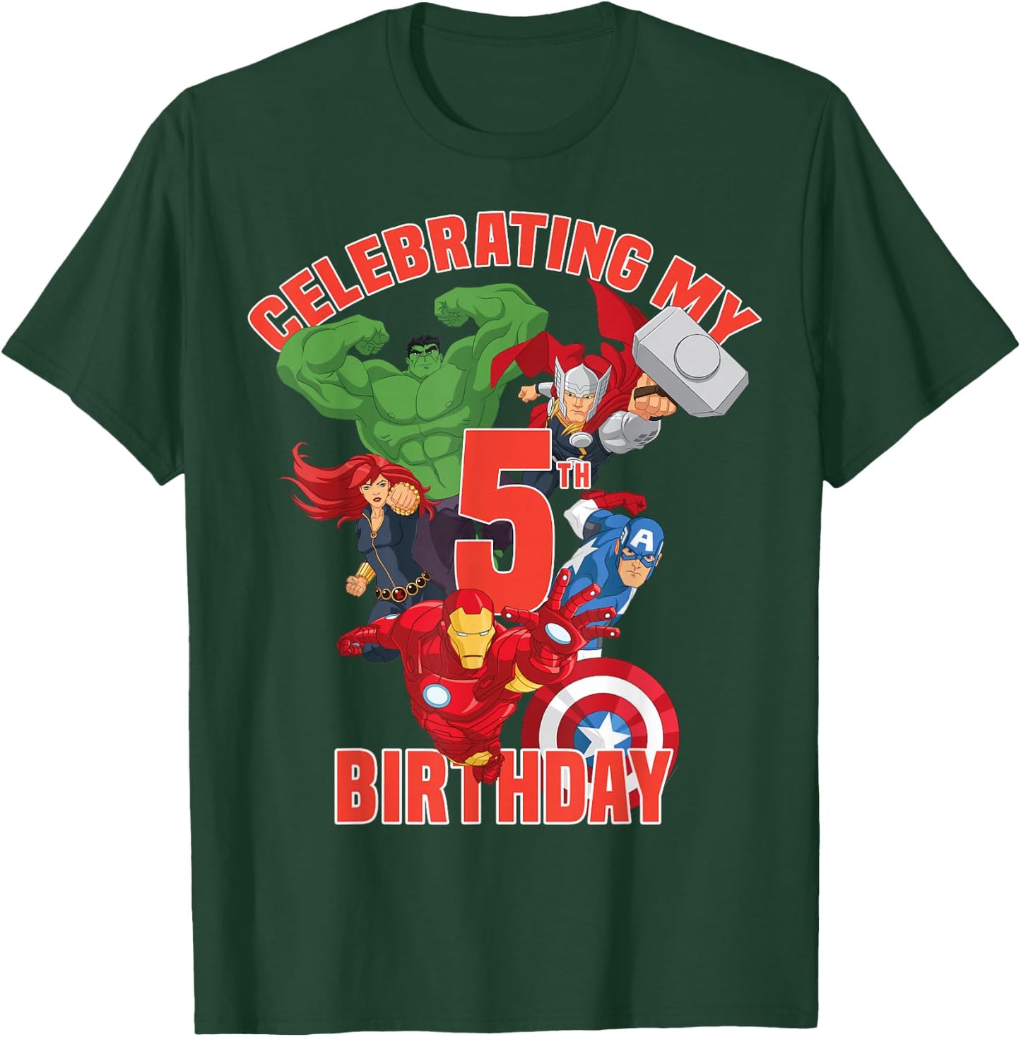 Marvel Avengers Celebrating My 5th Birthday T-Shirt - T-Shirt | Forest