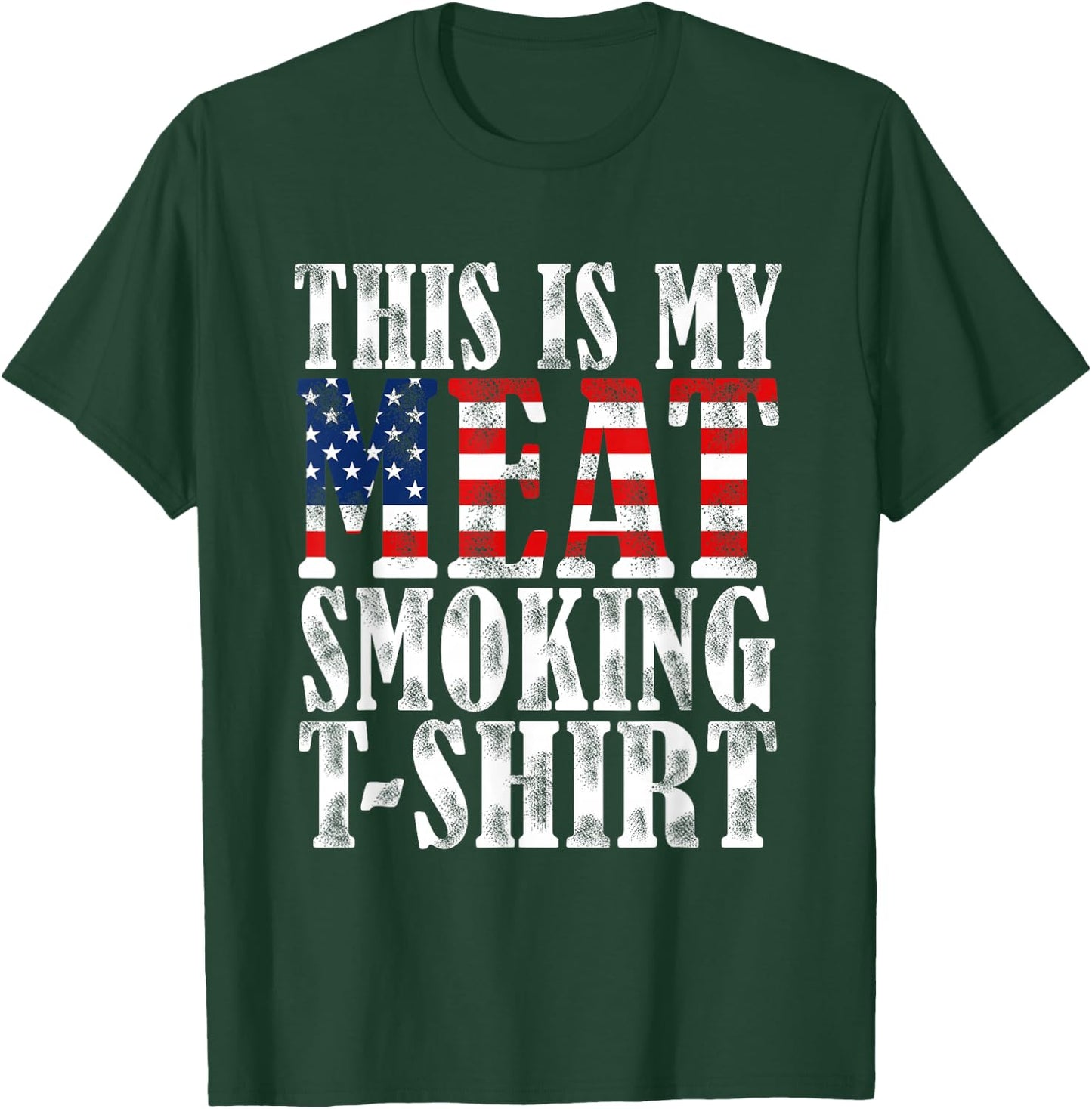 Retro BBQ Smoker Vintage US Flag This Is My Meat Smoking T-Shirt - T-Shirt | Forest
