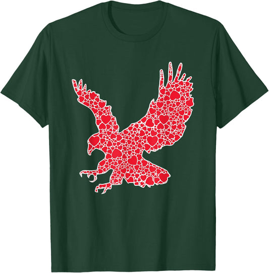Eagle Hearts Valentine's Day Hawk Animal Lover Girl Gift T-Shirt - T-Shirt | Forest