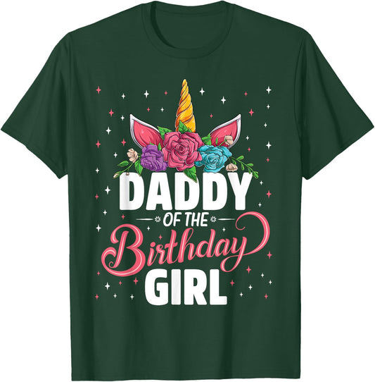 Daddy Of The Birthday Girl Unicorn Girls Family Matching T-Shirt - T-Shirt | Forest