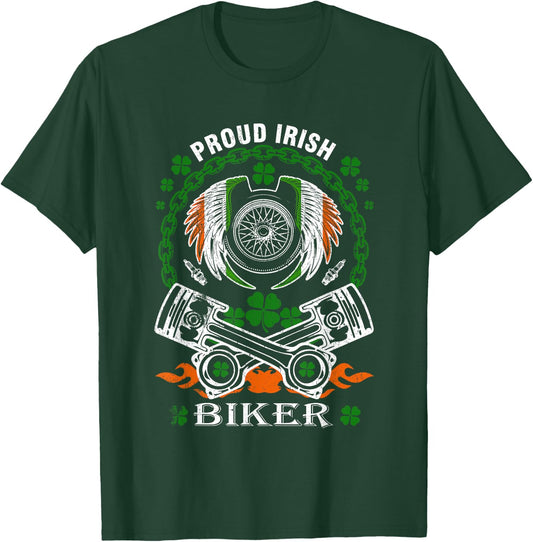 Irish Biker Happy Patrick's Day Motorcycle Lover Men Gifts T-Shirt - T-Shirt | Forest