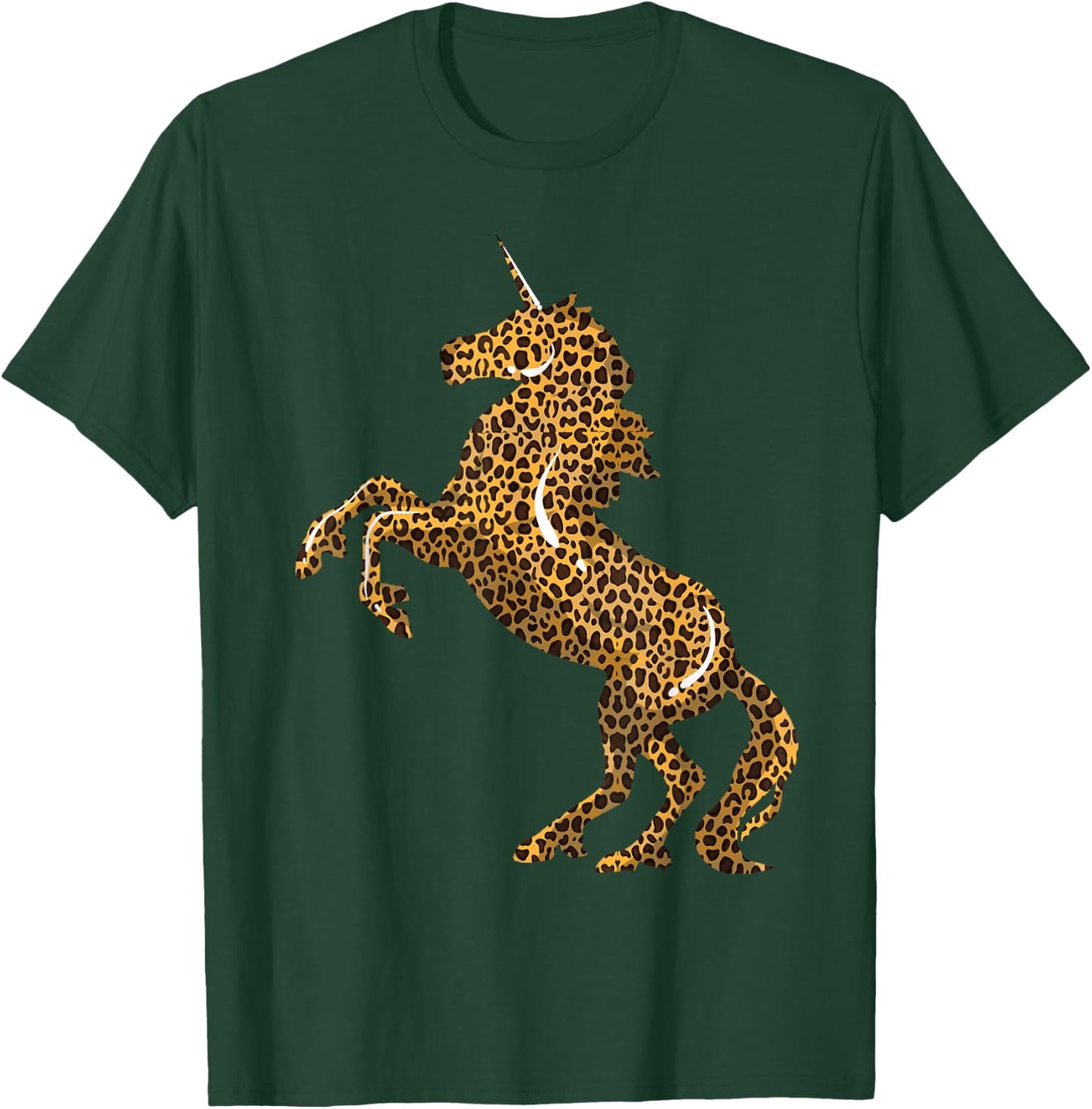Cool Cheetah Patterns Magical Horse Girls Designs Leopard Print Unicorn Gift & Kids, Black, Small, Short Sleeve T-Shirt - T-Shirt | Forest