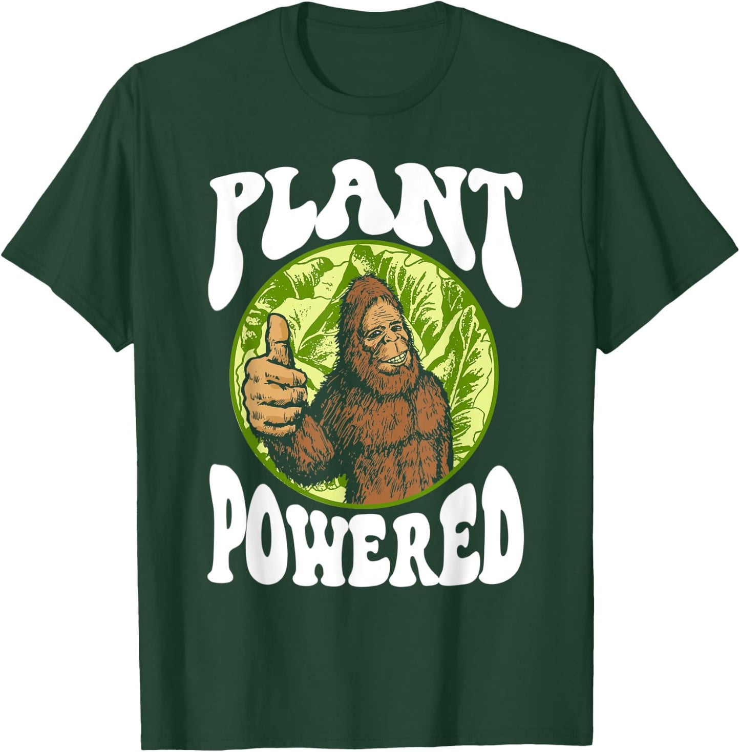 Plant-Powered Funny Vegan Vegetarian Bigfoot Squatch Retro T-Shirt - T-Shirt | Forest