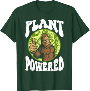 Plant-Powered Funny Vegan Vegetarian Bigfoot Squatch Retro T-Shirt - T-Shirt | Forest