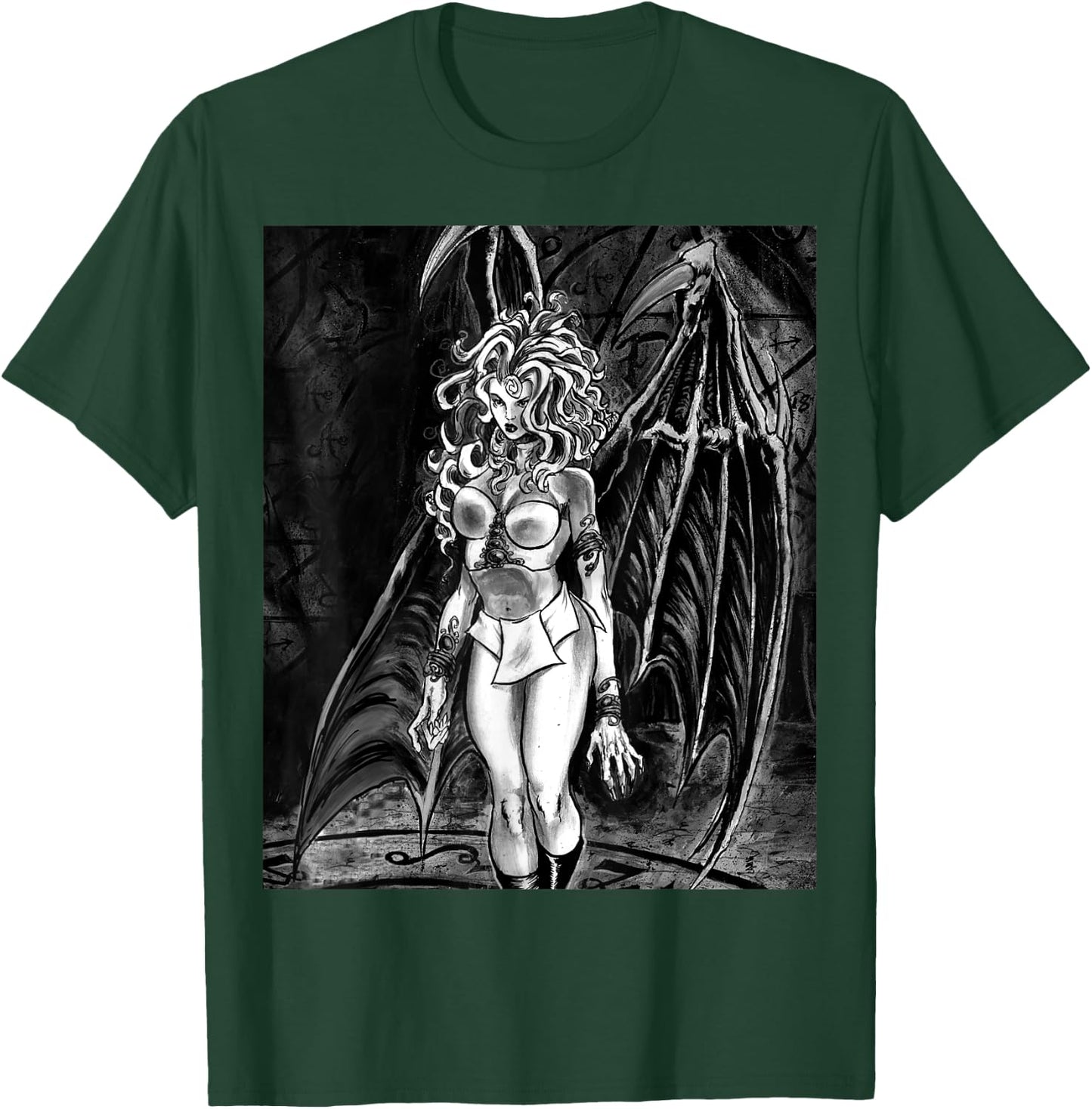 SEXY VAMPIRE GIRL HORROR Succubus Illustrated T-Shirt - T-Shirt | Forest