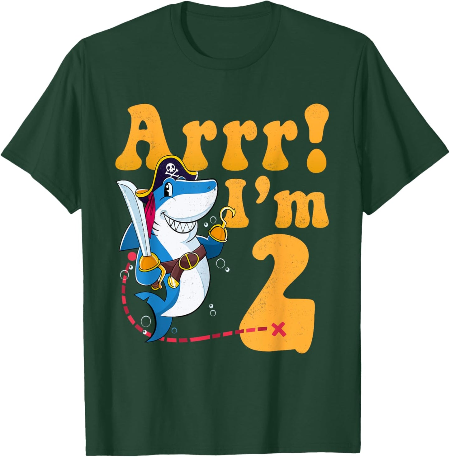 Kids 2nd Shark Pirate Birthday Party 2 Two Years Old Boys T-Shirt - T-Shirt | Forest