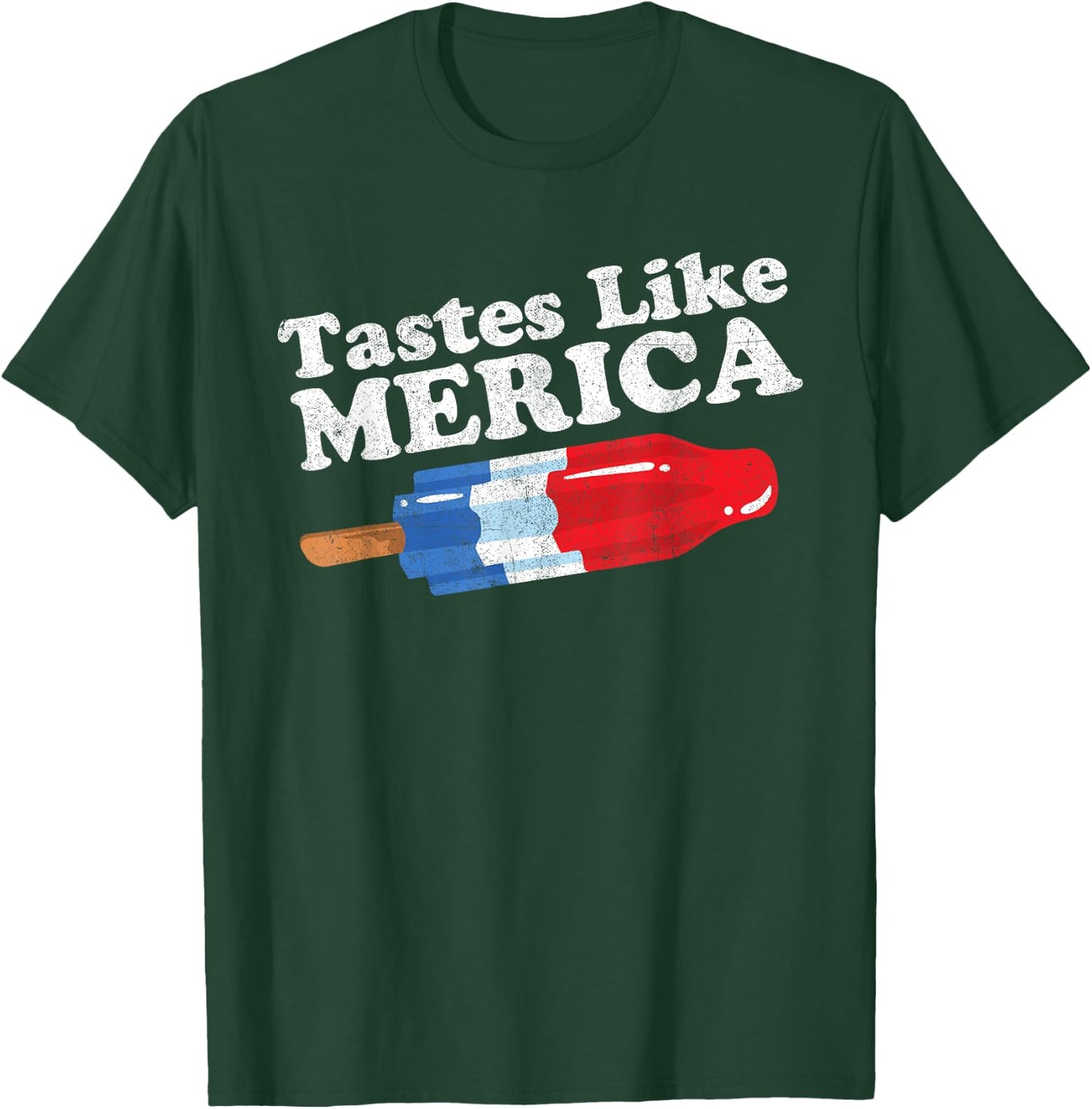 Tastes Like Merica Funny Popsicle 4th of July Retro 80s Gift T-Shirt - T-Shirt | Forest