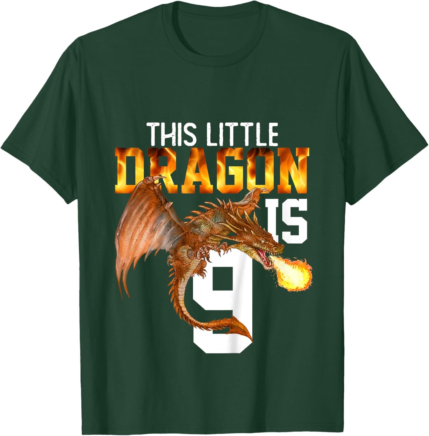 Turning 9 Year Old Birthday Gift Boy Dragon 9th Bday Girl T-Shirt - T-Shirt | Forest