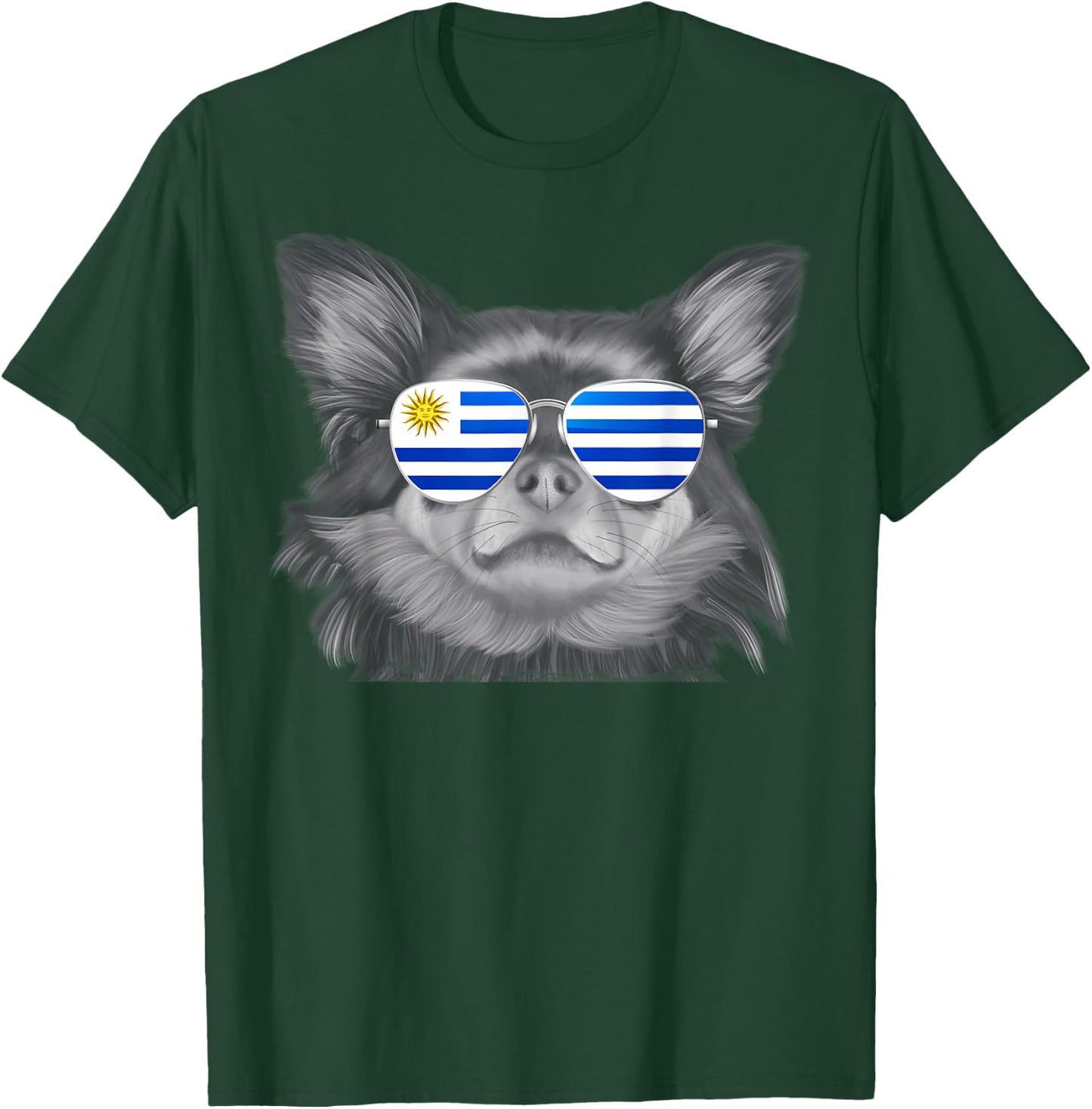 Black Chihuahua Dog Uruguay Sunglasses T-Shirt - T-Shirt | Forest