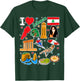 Lebanese hand drawn symbols, Lebanon map, cultural icons T-Shirt - T-Shirt | Forest