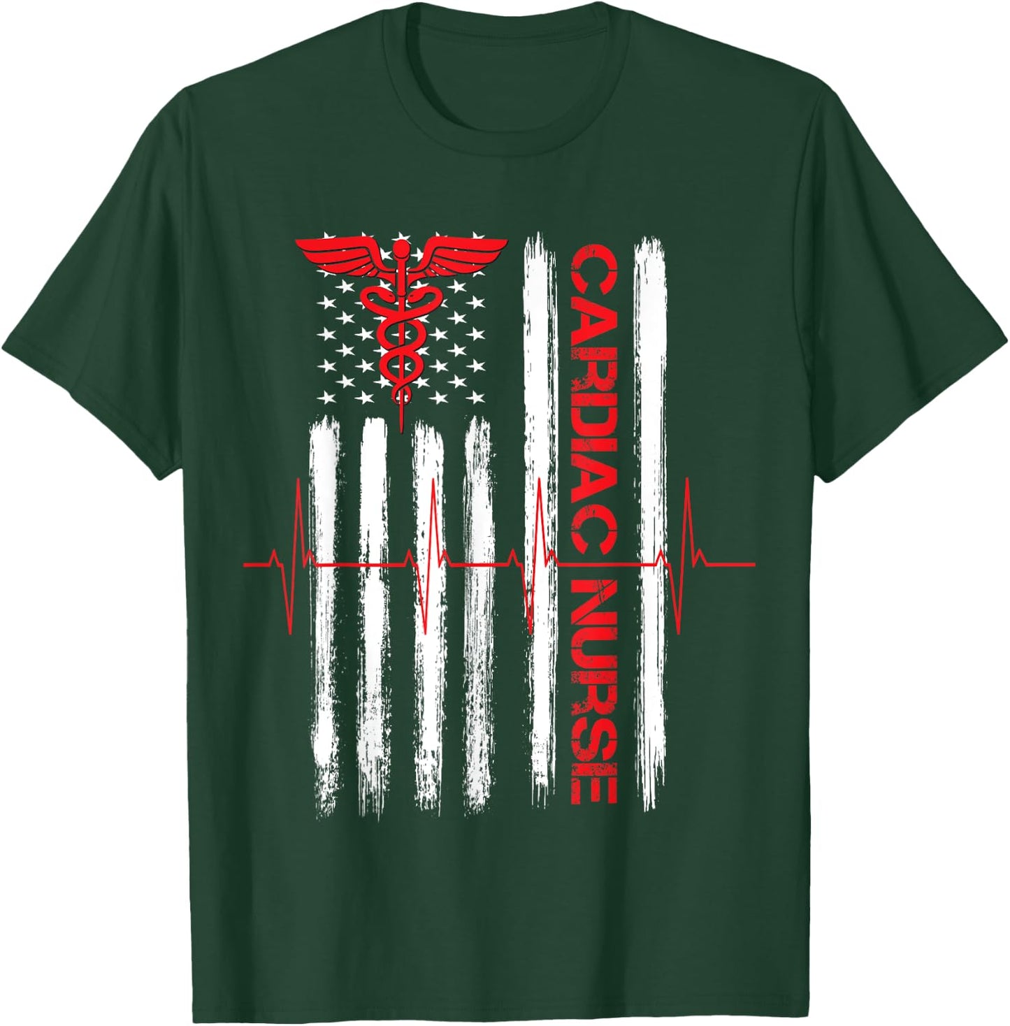 Cardiac Nurse American Flag Patriotic Registered Nurse Gift Men T-Shirt - T-Shirt | Forest