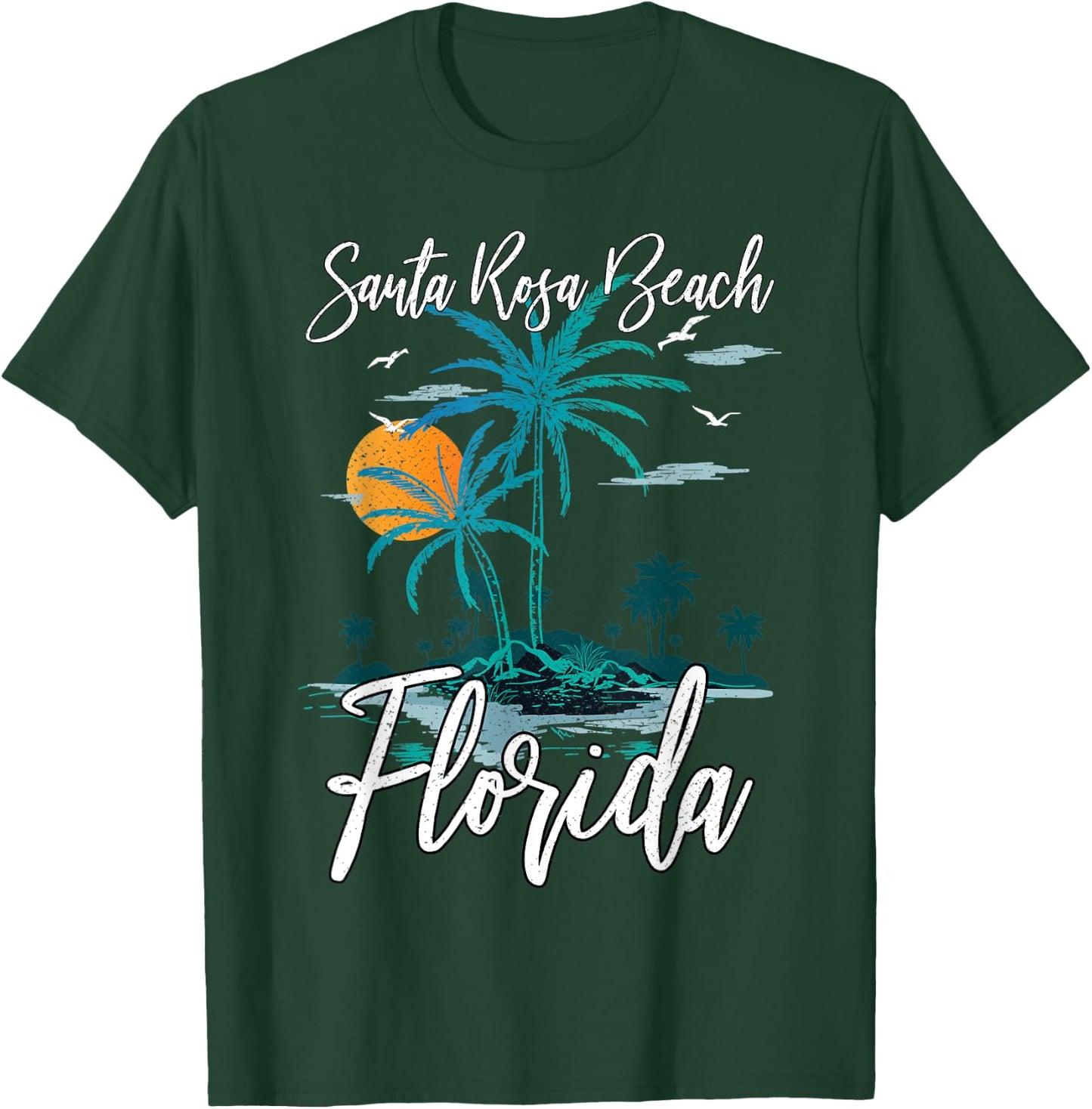 Family Vacation Retro Sunset Florida Santa Rosa Beach T-Shirt - T-Shirt | Forest