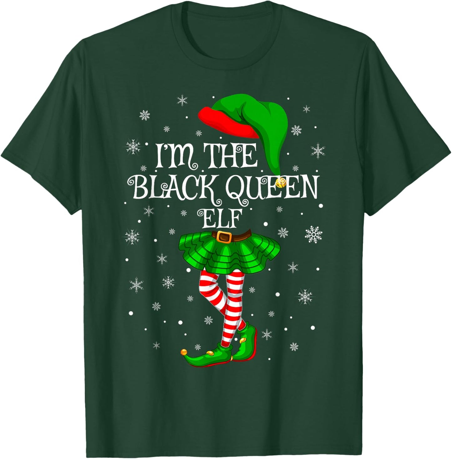 Black Queen Elf Christmas Matching Family Women Girls Elf T-Shirt - T-Shirt | Forest
