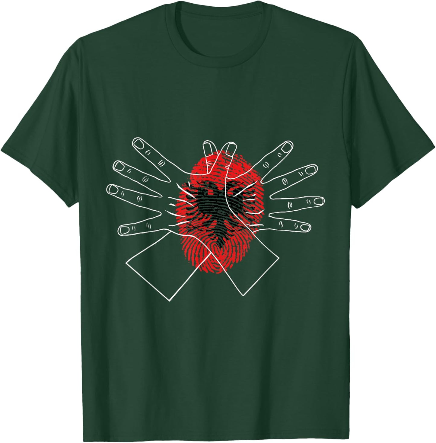 Shqipe Albania Double Headed Eagle Hand Sign Gesture T-Shirt - T-Shirt | Forest