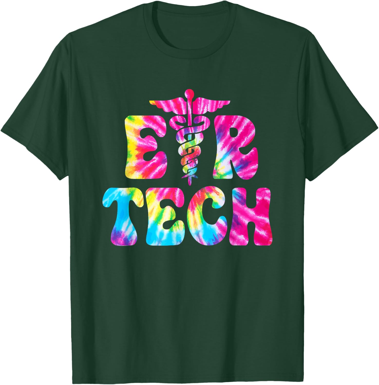 Emergency Room Technician Tie Dye ER Tech Nurse Technologist T-Shirt - T-Shirt | Forest