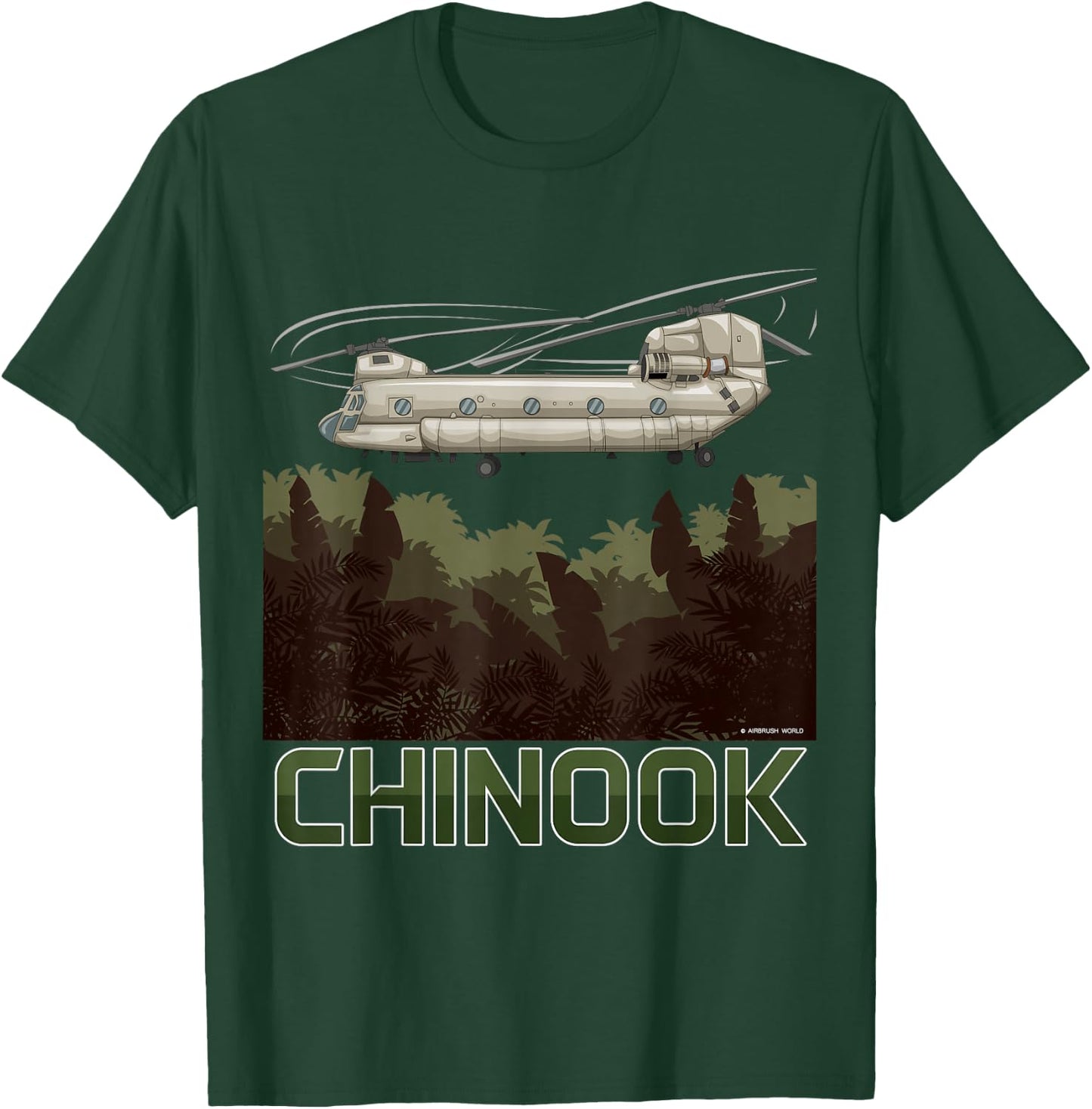 Chinook Helicopter Military Armed Forces T-Shirt - T-Shirt | Forest
