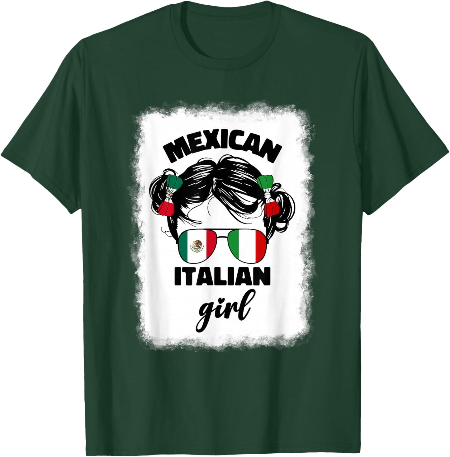 Girls Half Mexican And Italian Mexico Italy Flag Kids Girl T-Shirt - T-Shirt | Forest