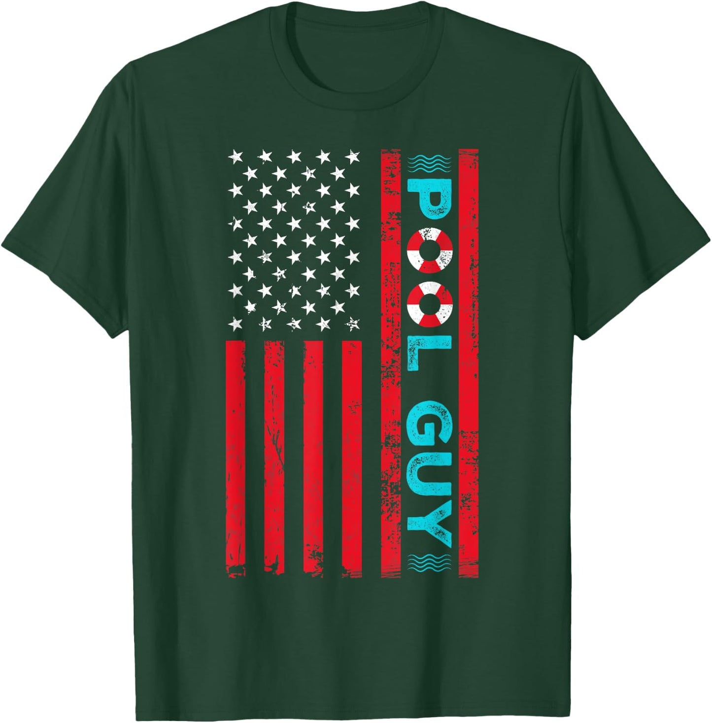 Pool Guy America Flag Maintenance Swimming Pool T-Shirt - T-Shirt | Forest