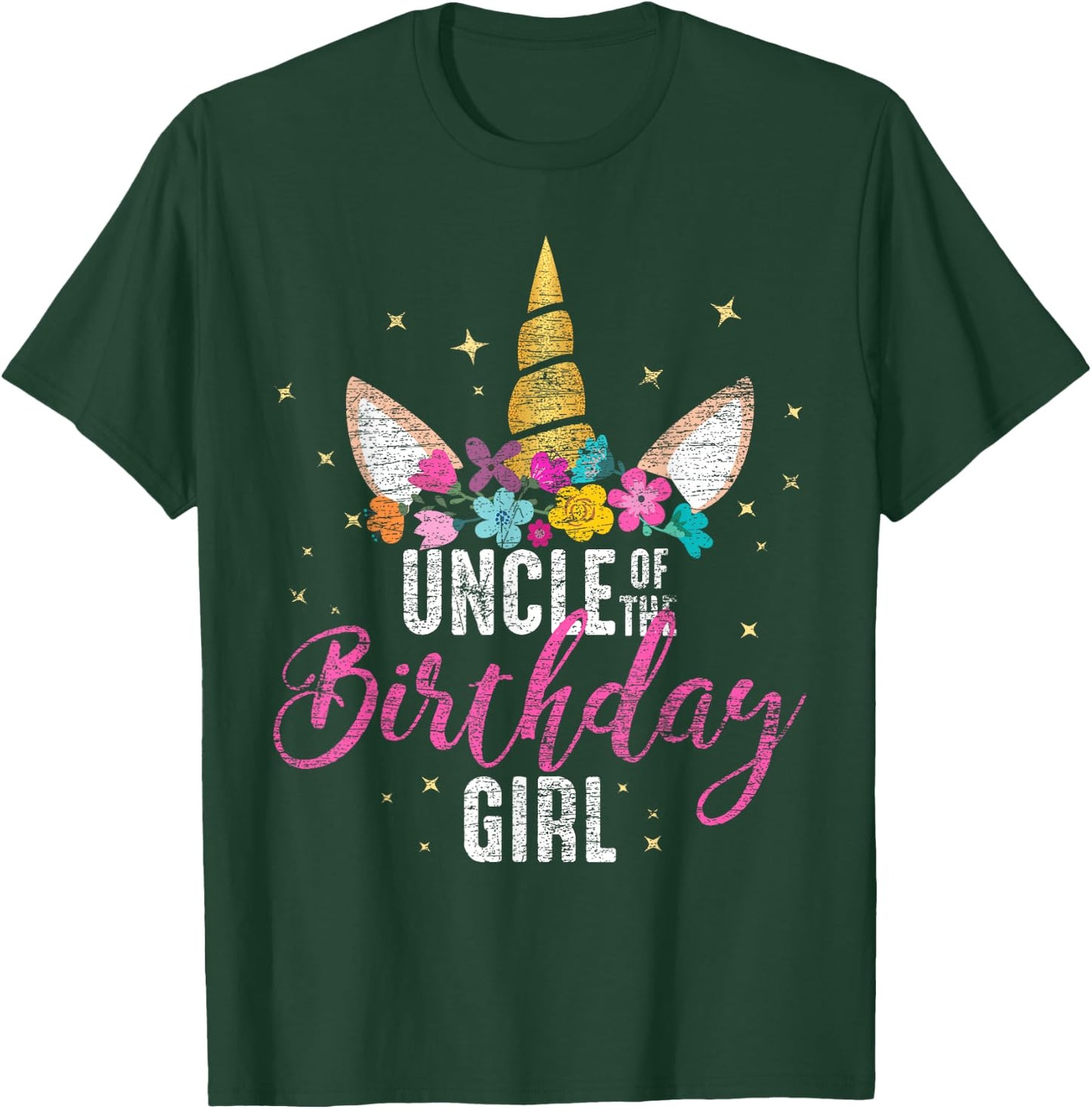 Uncle Of The Birthday Girl Uncle Gift Unicorn Birthday T-Shirt - T-Shirt | Forest