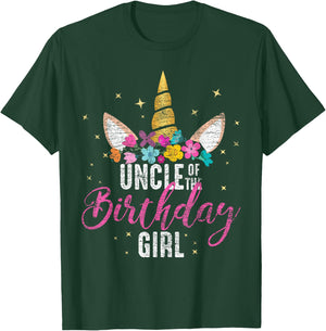Uncle Of The Birthday Girl Uncle Gift Unicorn Birthday T-Shirt - T-Shirt | Forest