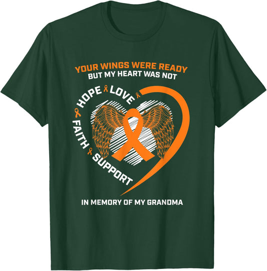 Gifts Kids Women Men Memory Of My Grandma Leukemia Awareness T-Shirt - T-Shirt | Forest