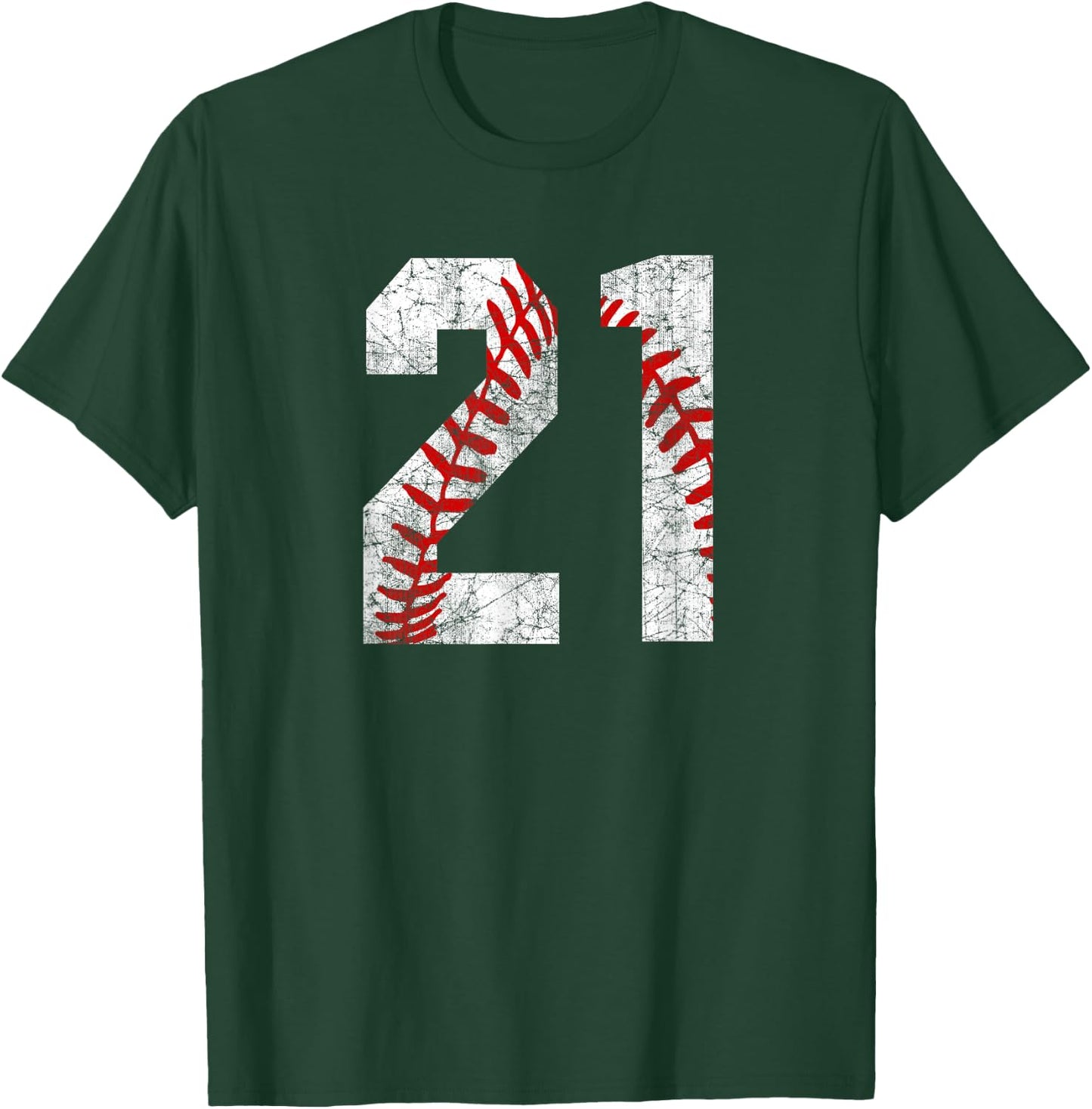 Vintage Baseball Mom #21 Jersey Baseball Player Number 21 T-Shirt - T-Shirt | Forest