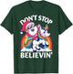 Don't Stop Believin Santa Riding Unicorn Christmas Rainbow T-Shirt - T-Shirt | Forest