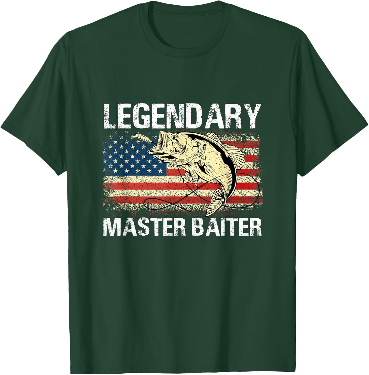 Legendary Master Baiter Funny Fishing Gift American Flag T-Shirt - T-Shirt | Forest