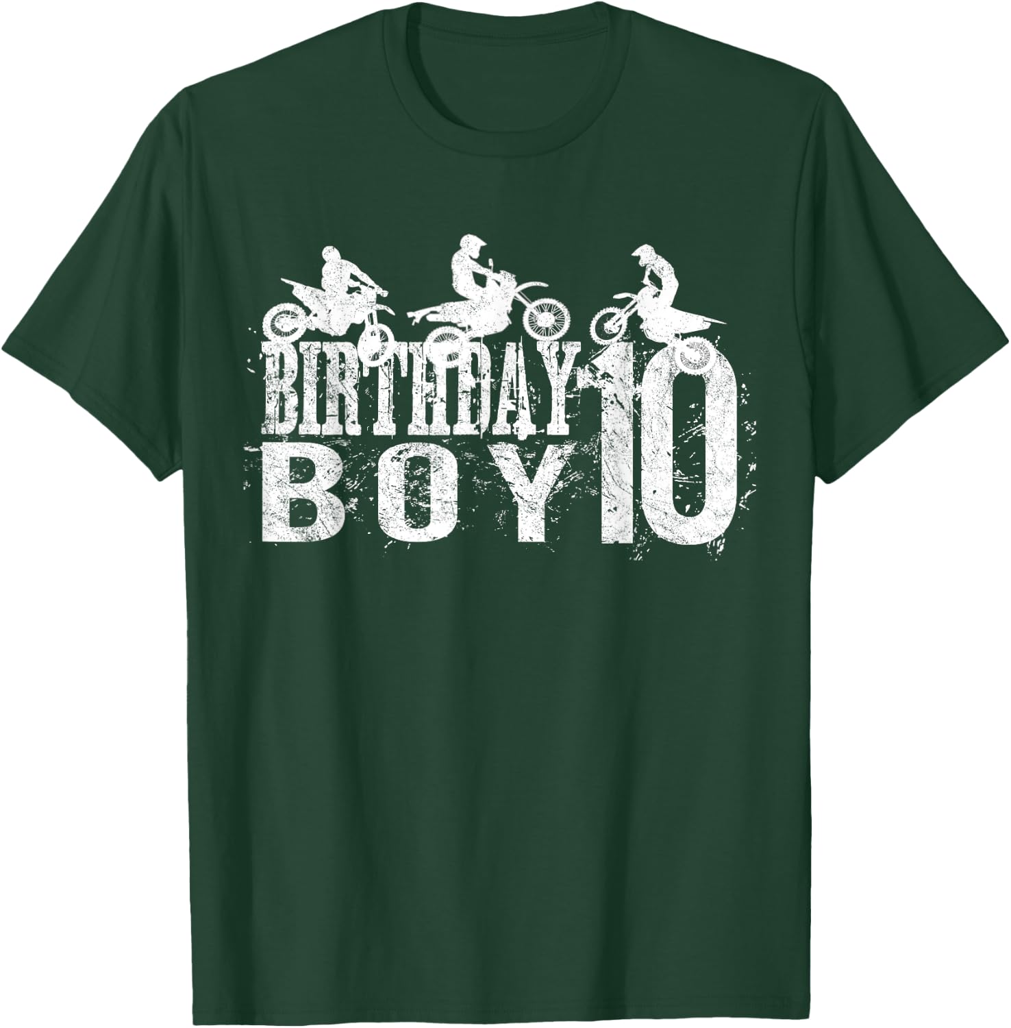 Dirt Bike Birthday Boy 10 Years Old 10th B-day Boys Party T-Shirt - T-Shirt | Forest