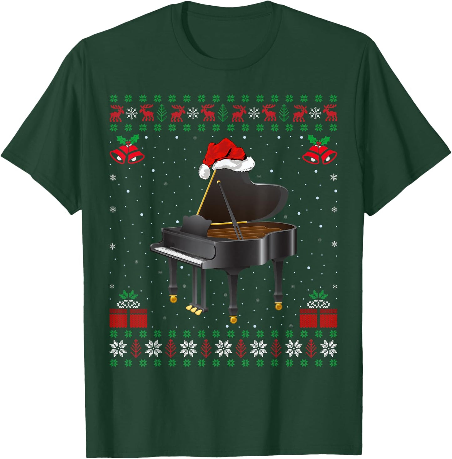 Piano Player Music Lover Xmas Gift Ugly Piano Christmas T-Shirt - T-Shirt | Forest