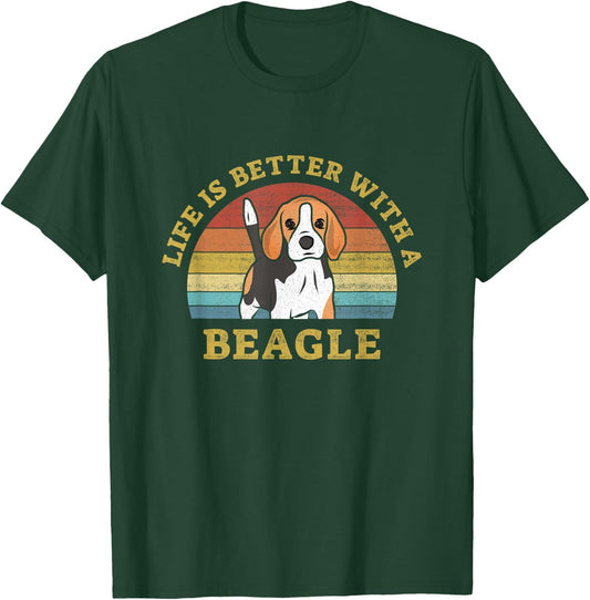 Life is Better with a Beagle Vintage Dog Design Puppy Lover T-Shirt - T-Shirt | Forest