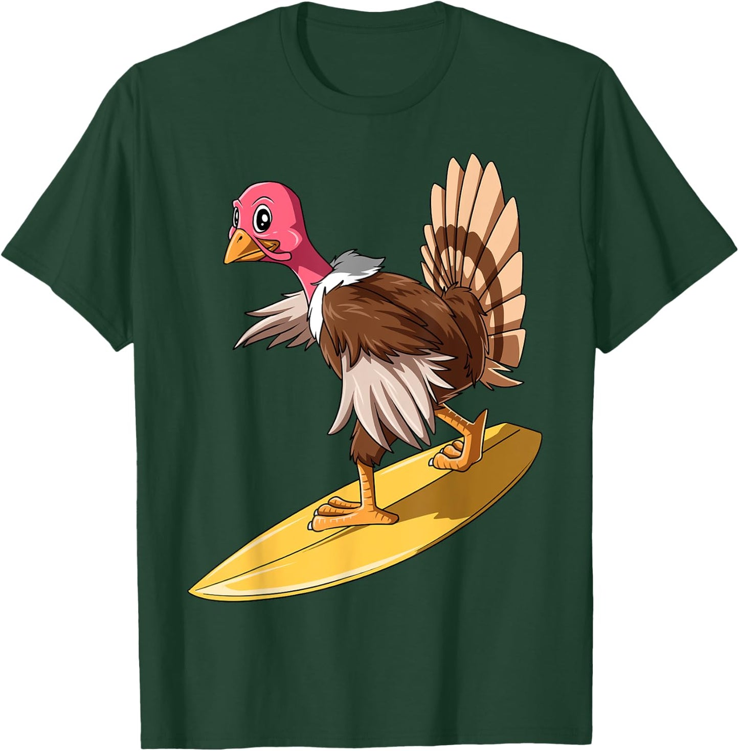 Turkey Surfing Thanksgiving Turkey Surf Turkey Surfboard T-Shirt - T-Shirt | Forest