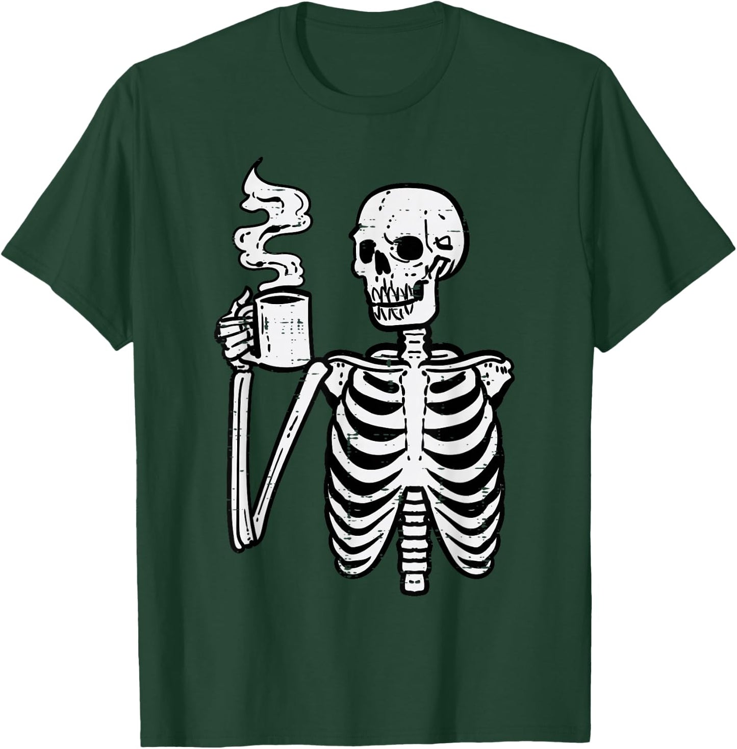 Halloween Skeleton Coffee Funny Costume Men Women Kids Boys T-Shirt - T-Shirt | Forest