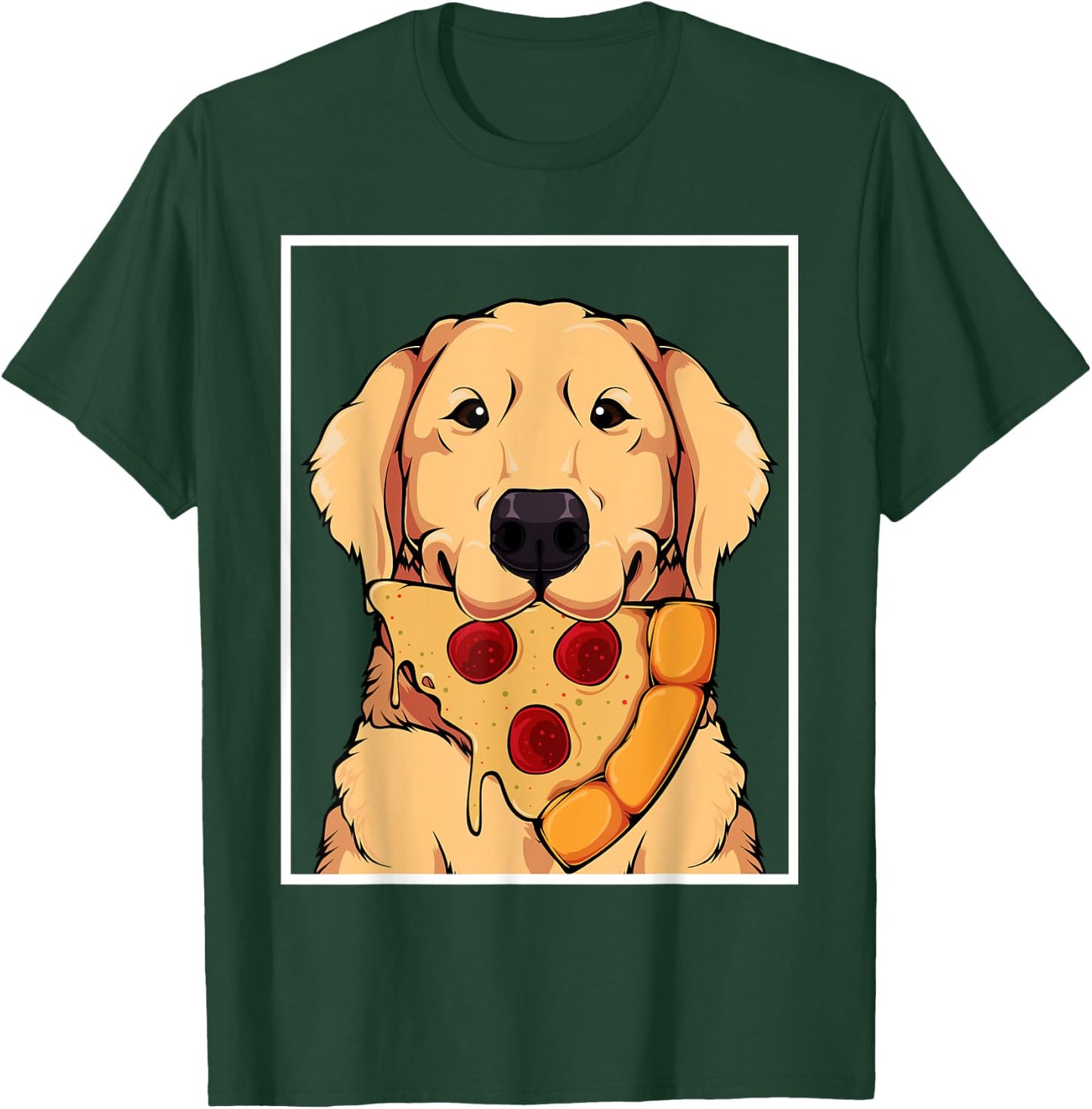 Labrador Golden Retriever Dog Owner Pizza Dogs Mum Men Women T-Shirt - T-Shirt | Forest