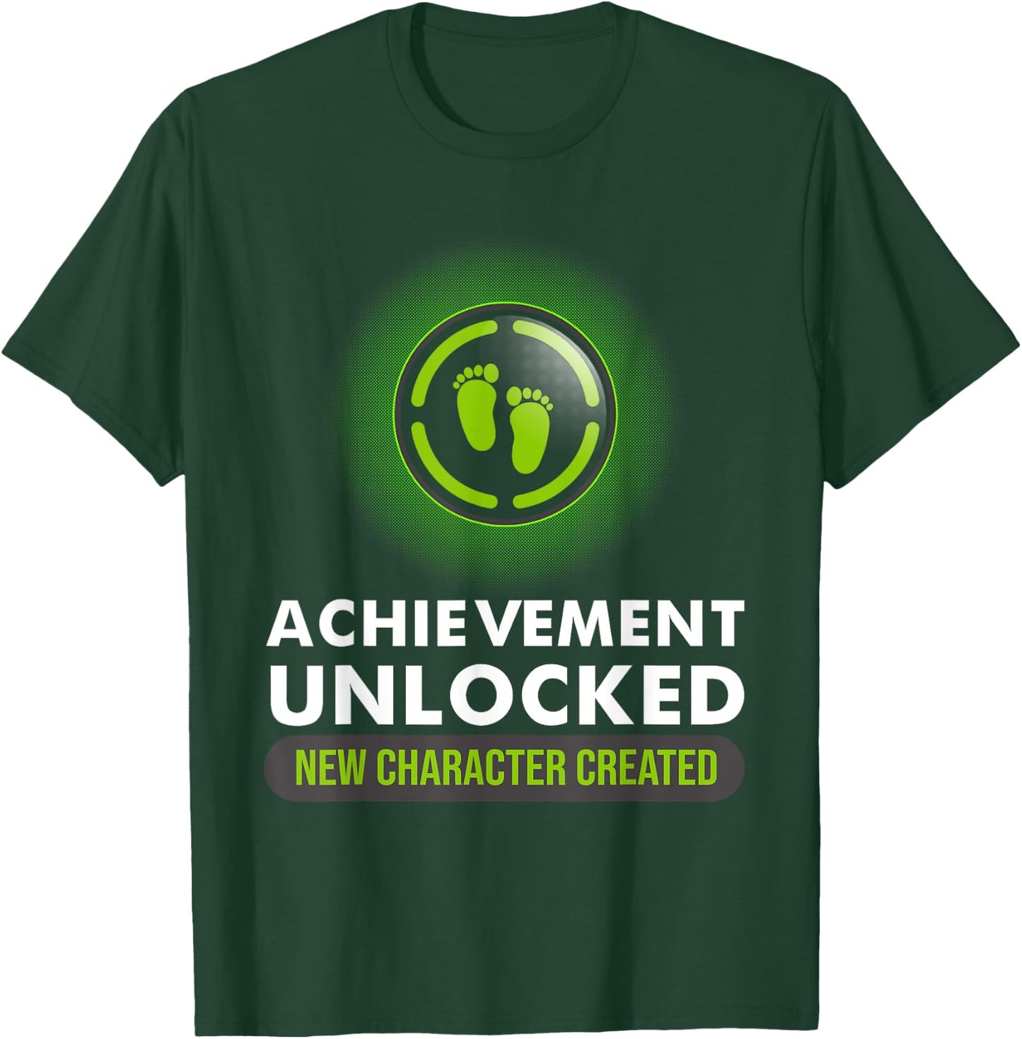 Cute Pregnant Announcement Gamer Dad Mom Designs Funny Achievement Unlocked New Character Created Pregnancy - -Adults, Kids - Black - Short Sleeve - S - Medium T-Shirt - T-Shirt | Forest