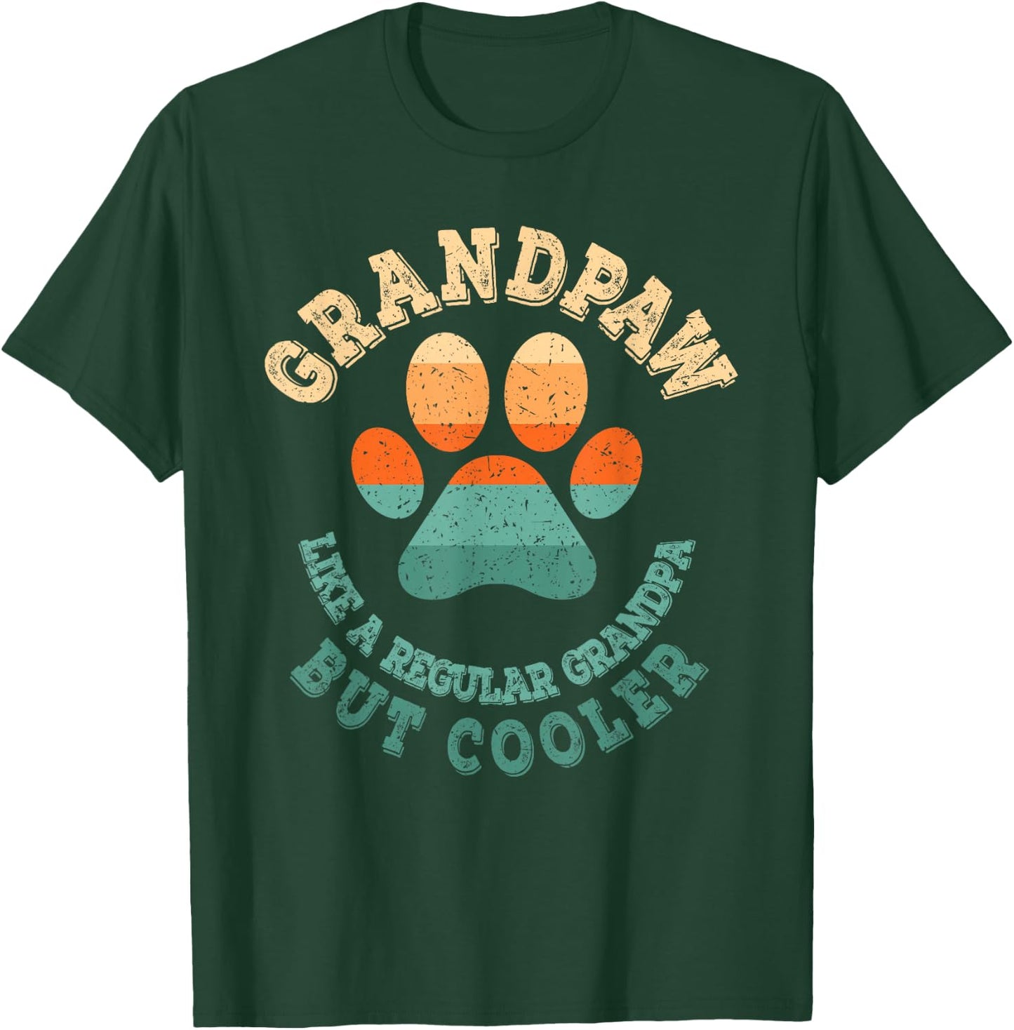 Grandpaw Dog Grandpa Grandfather Funny Grand Paw Retro Men T-Shirt - T-Shirt | Forest