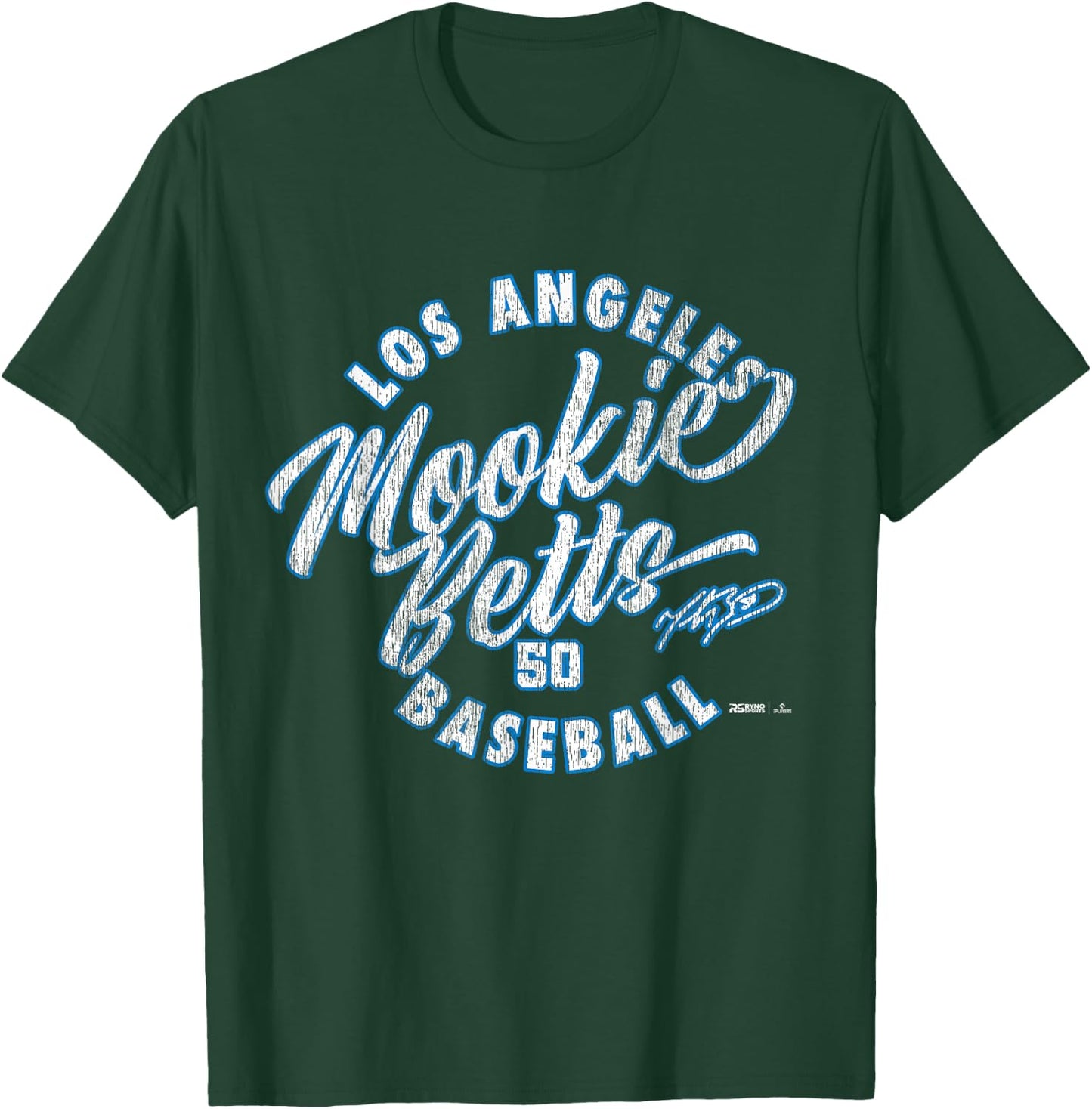 Mookie Betts Los Angeles Baseball Vintage Cursive MLBPA T-Shirt - T-Shirt | Forest