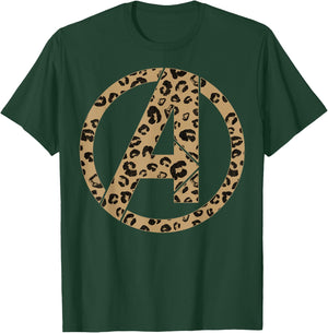Marvel Avengers Leopard Logo Fill T-Shirt - T-Shirt | Forest