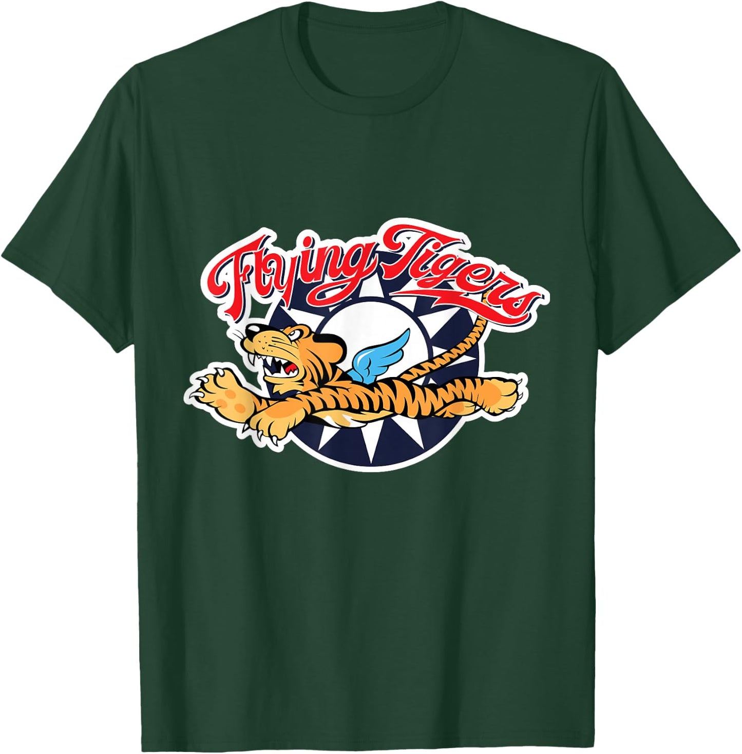 Funny Cool Tiger Flying Novelty Graphic & Cool Designs T-Shirt - T-Shirt | Forest