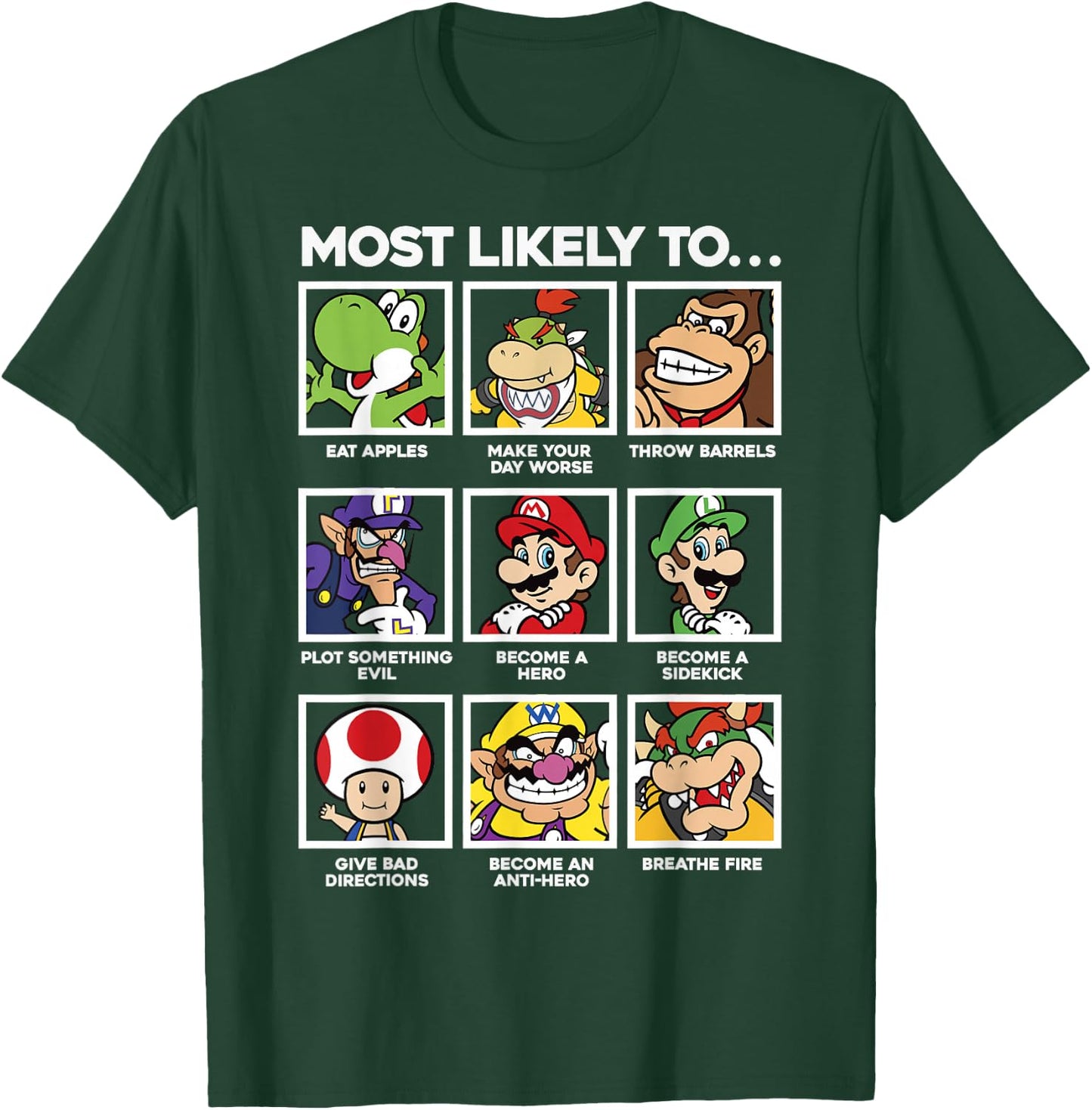 Super Mario Most Likely To Character Box Up T-Shirt - T-Shirt | Forest