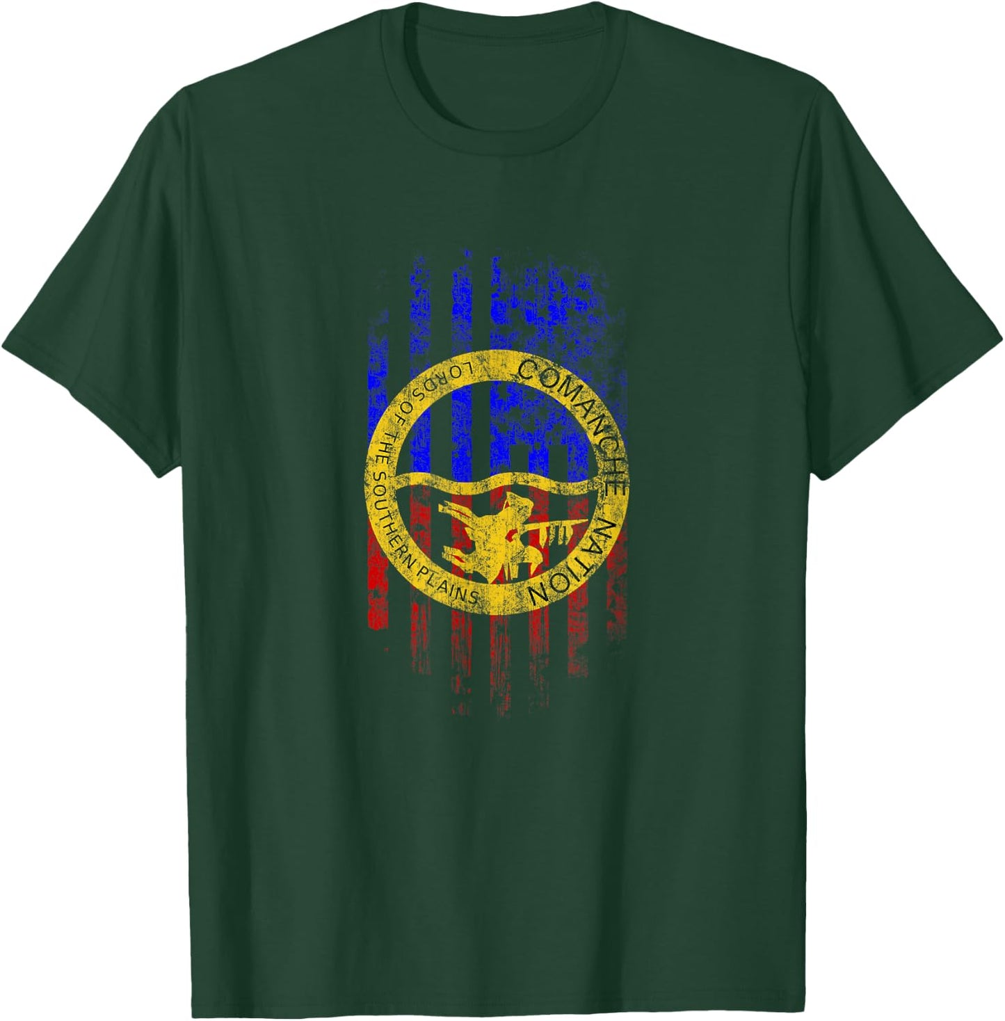 Comanche American Flag - Comanche Nation and USA Pride T-Shirt - T-Shirt | Forest