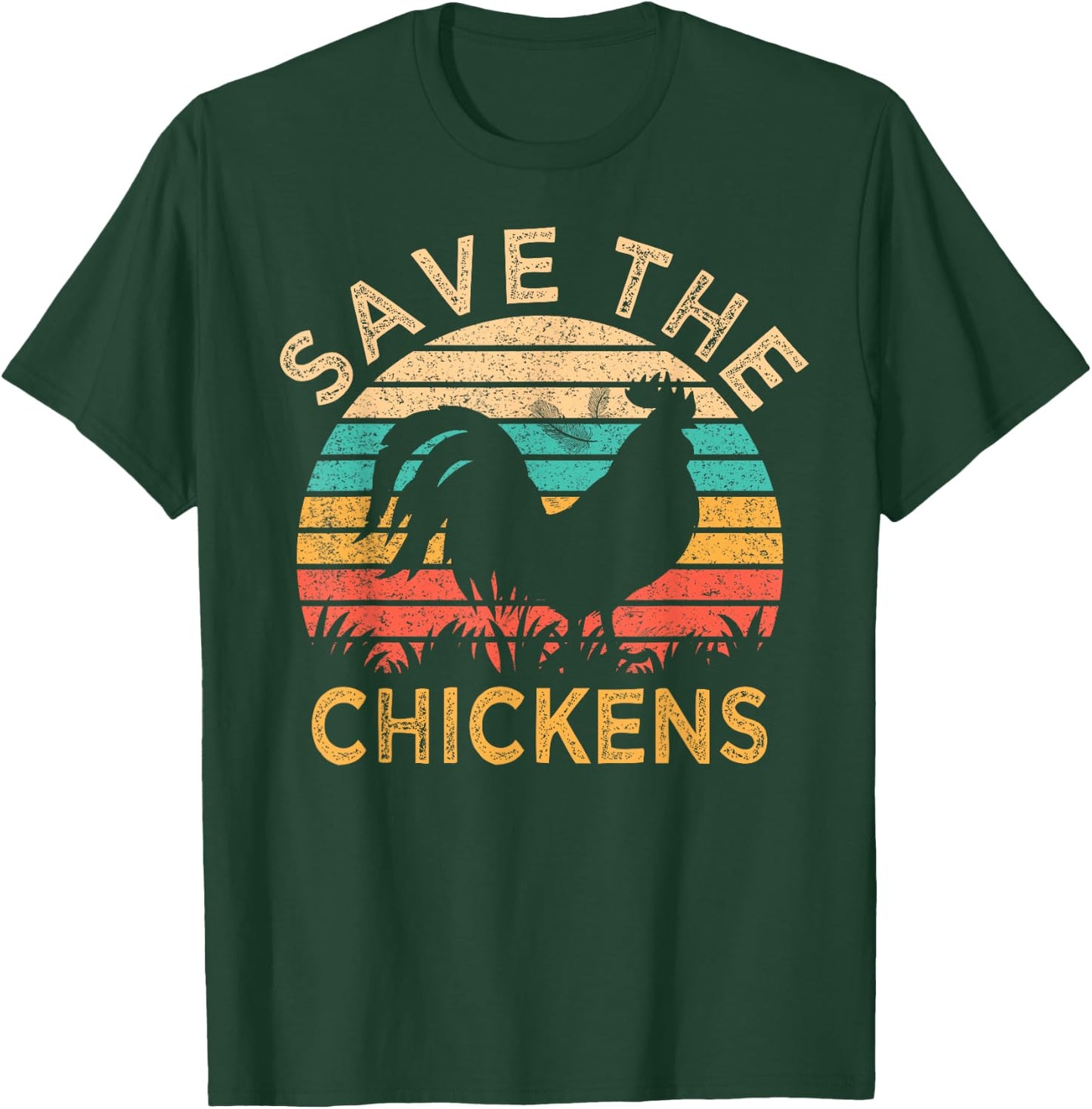 Save The Chickens Funny Vegetarian Vegan Chicken Lover T-Shirt - T-Shirt | Forest