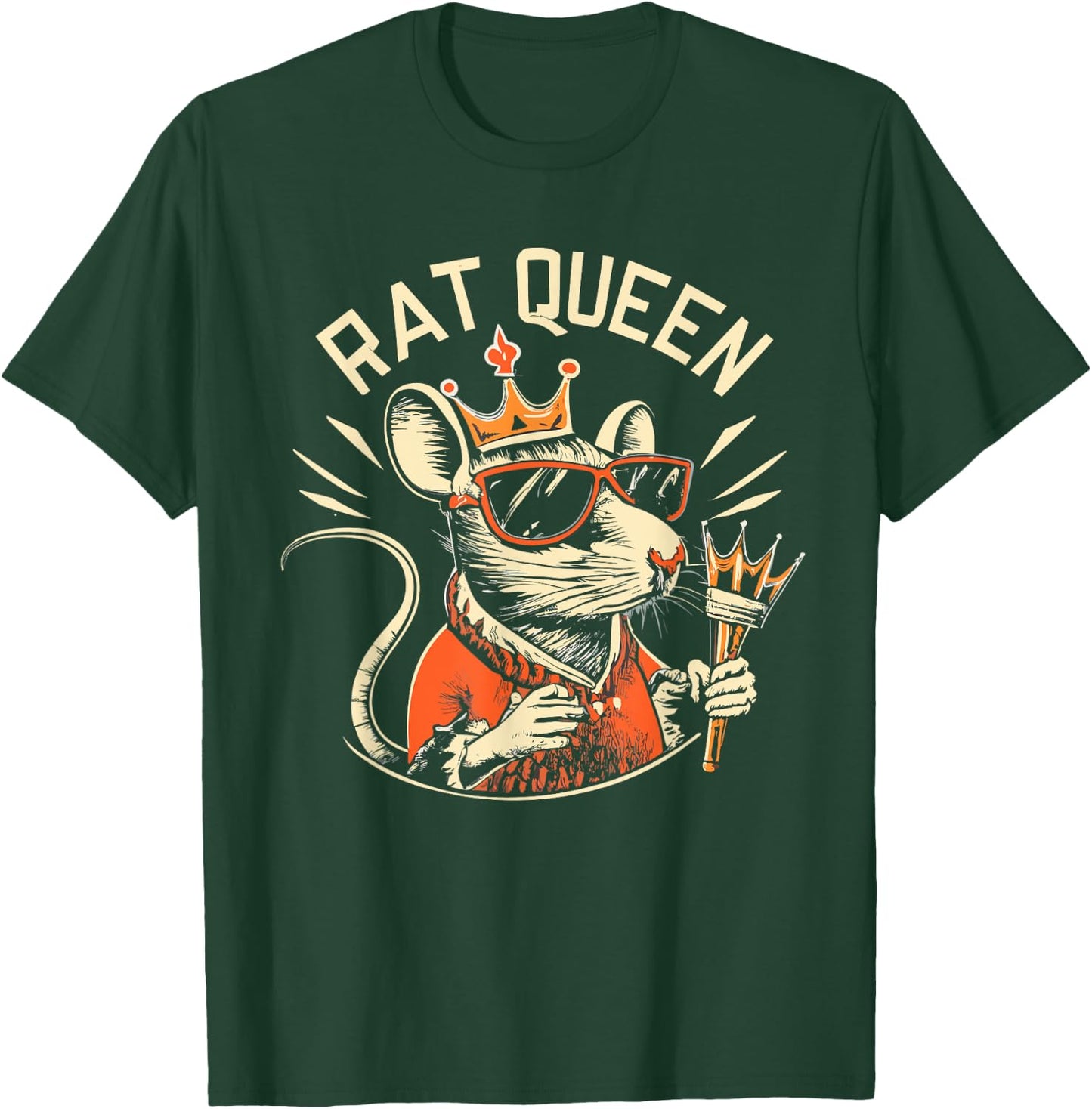 Funny Rat Lover Design About Rats Queen Wearing Crown T-Shirt - T-Shirt | Forest