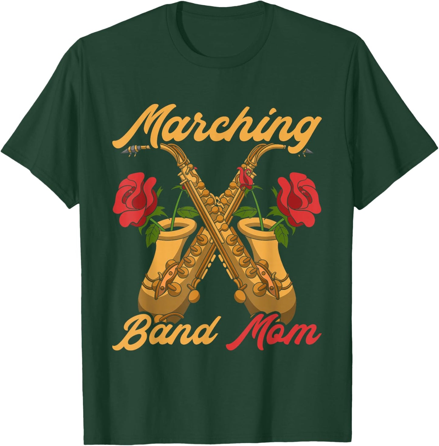 Marching Band Mom Saxophonist Jazz Music Saxophone T-Shirt - T-Shirt | Forest