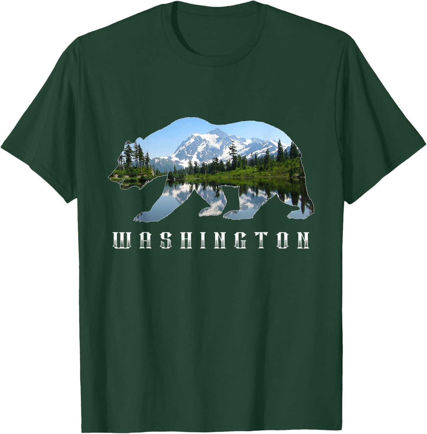 Washington Bear & North Cascades Park Image Souvenir T-Shirt - T-Shirt | Forest