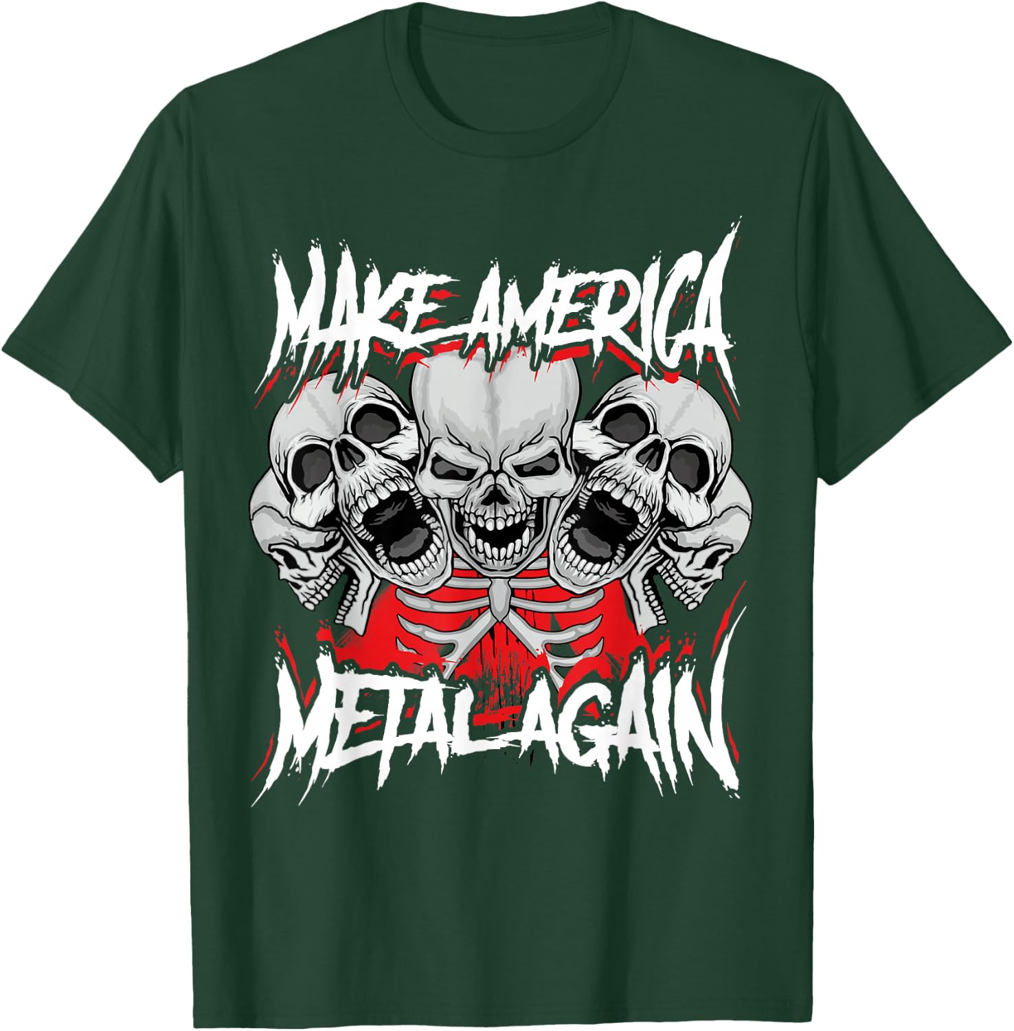 Make America Metal Again Skull Rock Metal Rock Hardcore Gift T-Shirt - T-Shirt | Forest