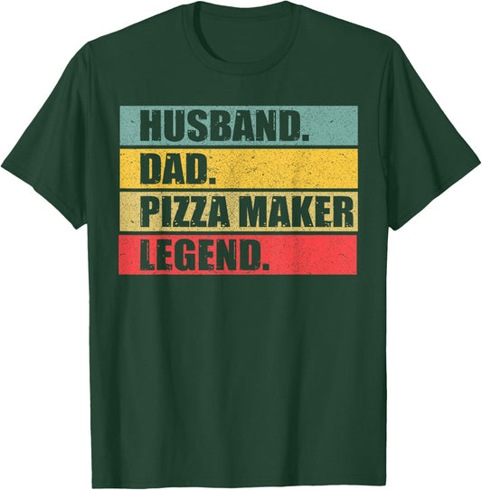 Husband Dad Pizza Maker Quote Vintage Fathers Day T-Shirt - T-Shirt | Forest