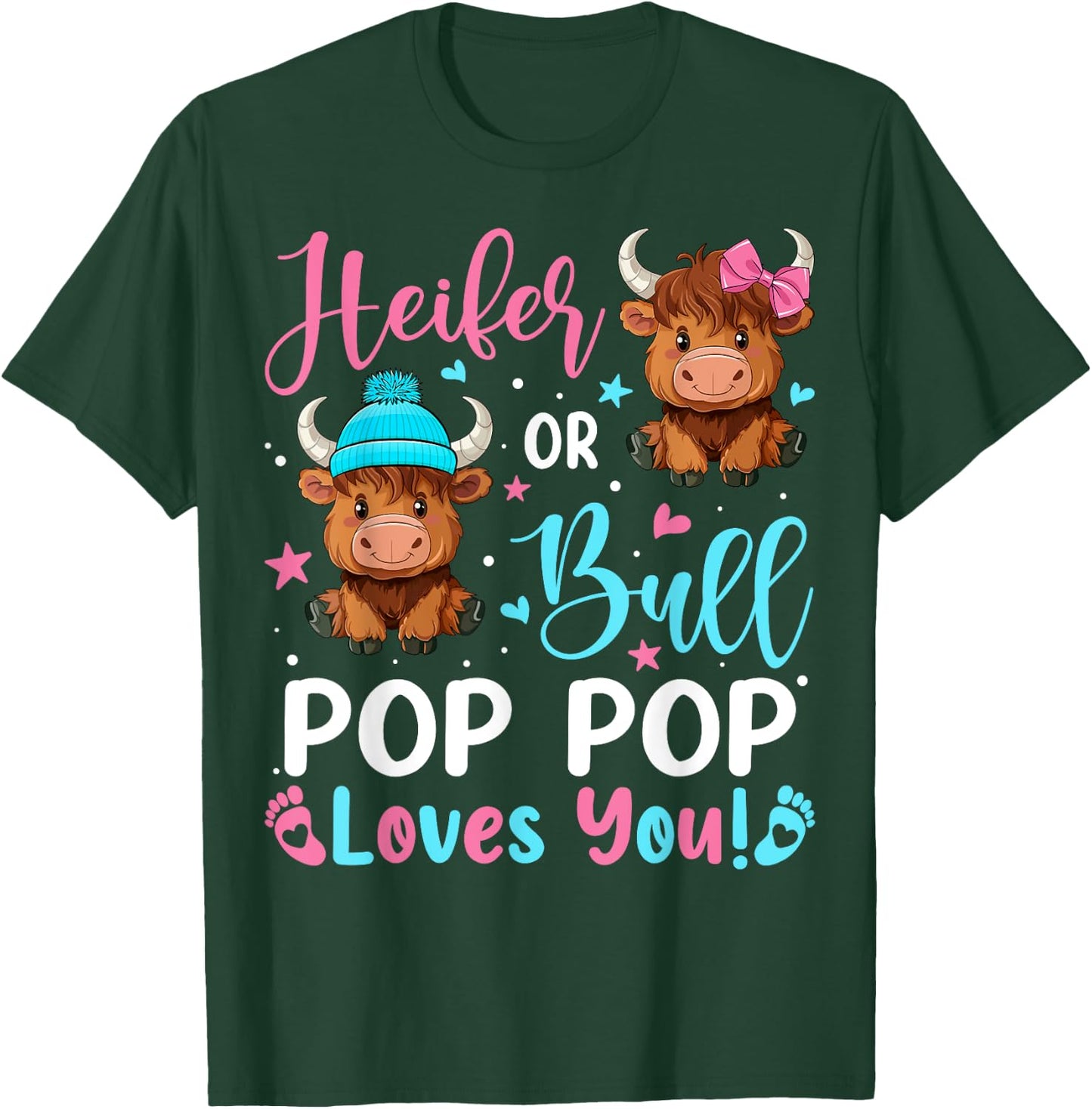 Bull or Heifer Pop Pop Loves You Highland Cow Lover T-Shirt - T-Shirt | Forest