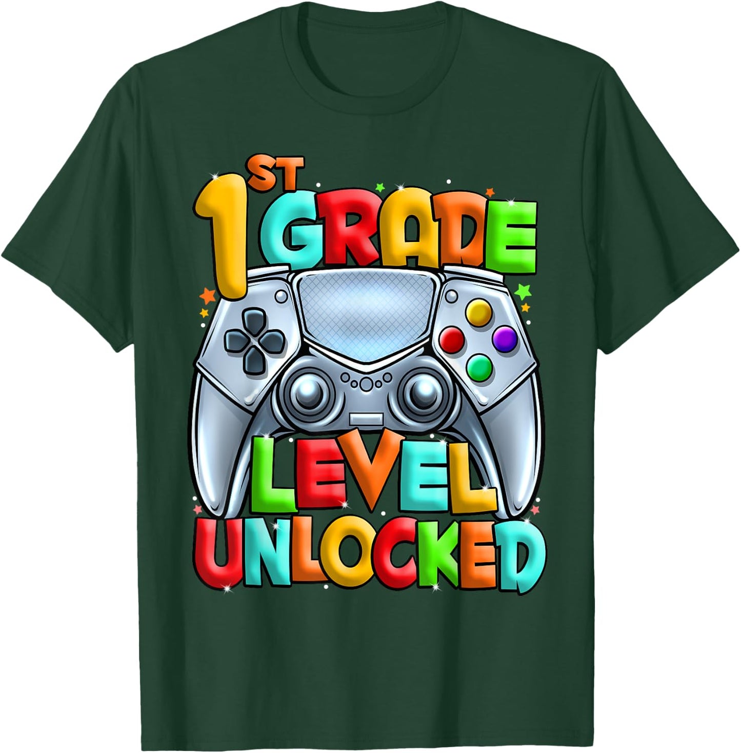 1st Grade Level Unlocked Video Gamer Back to School Kids T-Shirt - T-Shirt | Forest